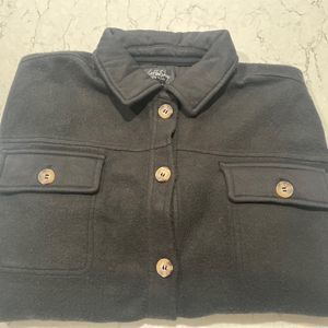 Women’s Black Jacket Coat Fleece Shacket Oversized Size M NEW